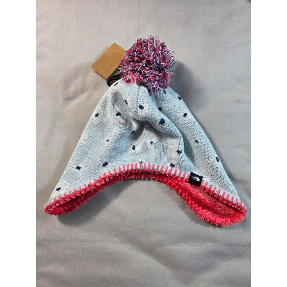 The North Face Faroe Beanie Floral Daisy Infant 6-24m Knit Earflap Hat NEW